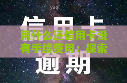 用什么还信用卡没有手续费用：探索无需手续费的信用卡还款方式及应用程序
