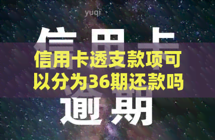 信用卡透支款项可以分为36期还款吗？了解详细分期还款方案和条件