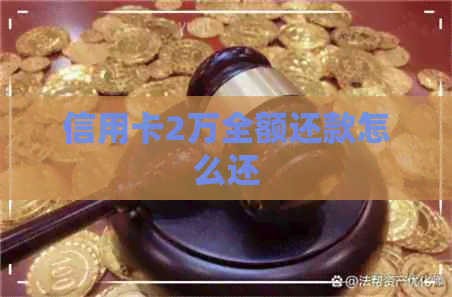 信用卡2万全额还款怎么还