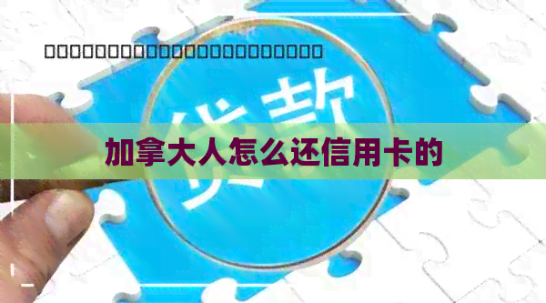 加拿大人怎么还信用卡的