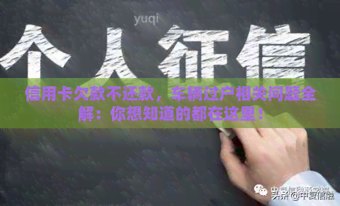 信用卡欠款不还款，车辆过户相关问题全解：你想知道的都在这里！