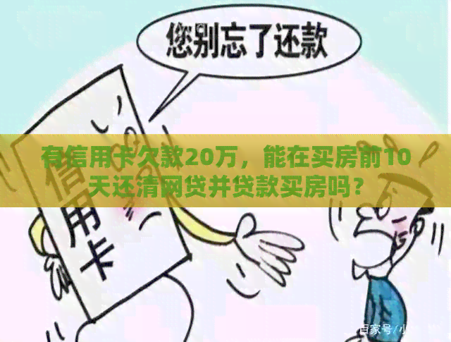 有信用卡欠款20万，能在买房前10天还清网贷并贷款买房吗？
