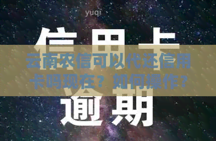 云南农信可以代还信用卡吗现在？如何操作？