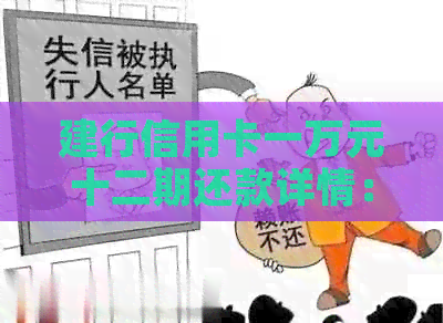 建行信用卡一万元十二期还款详情：总金额、利息与本金计算及每月还款额