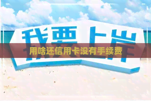 用啥还信用卡没有手续费