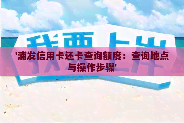 '浦发信用卡还卡查询额度:查询地点与操作步骤'