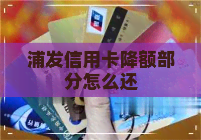 浦发信用卡降额部分怎么还