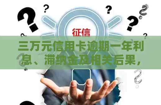 三万元信用卡逾期一年利息、滞纳金及相关后果，求解答！