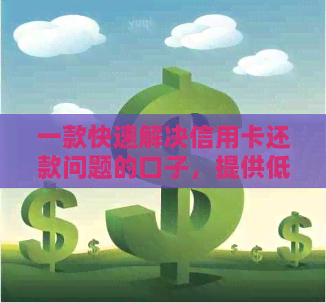 一款快速解决信用卡还款问题的口子，提供低息贷款服务和分期付款功能