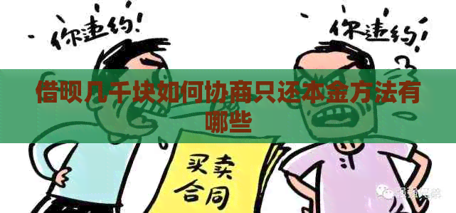 网贷几千块如何协商只还本金方法有哪些