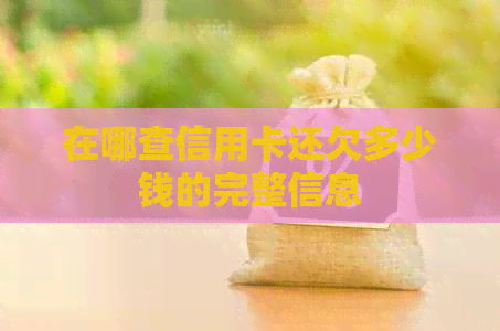 在哪查信用卡还欠多少钱的完整信息