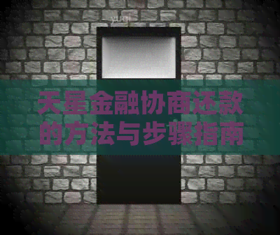 天星金融协商还款的方法与步骤指南