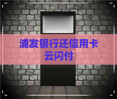 浦发银行还信用卡云闪付
