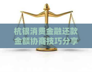 杭银消费金融还款金额协商技巧分享