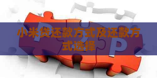 小米贷还款方式及还款方式选择