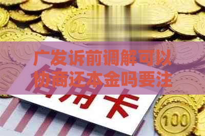 广发诉前调解可以协商还本金吗要注意什么