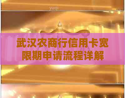 武汉农商行信用卡宽限期申请流程详解