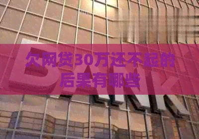 欠网贷30万还不起的后果有哪些