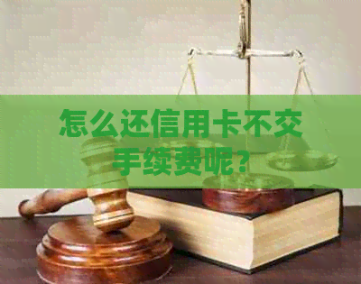 怎么还信用卡不交手续费呢？