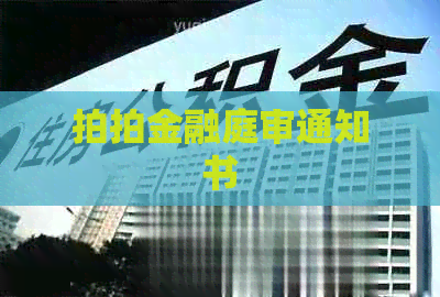 拍拍金融庭审通知书