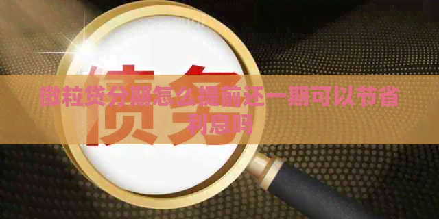 微粒贷分期怎么提前还一期可以节省利息吗