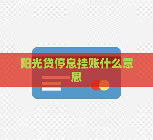 阳光贷停息挂账什么意思