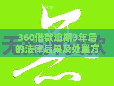 360借款逾期3年后的法律后果及处置方式