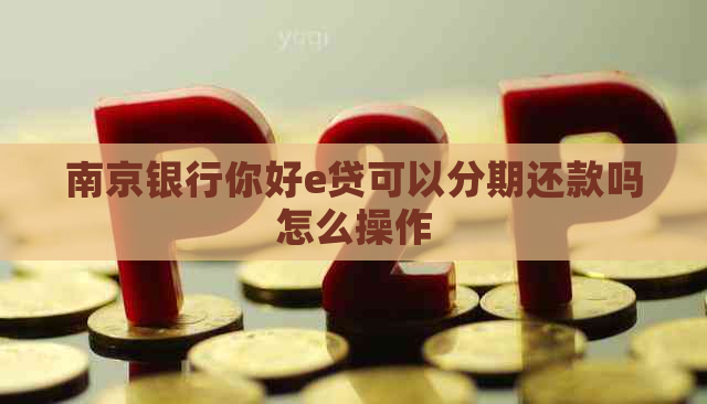 南京银行你好e贷可以分期还款吗怎么操作