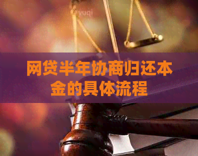 网贷半年协商归还本金的具体流程