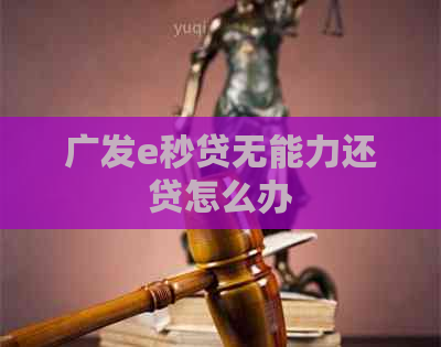 广发e秒贷无能力还贷怎么办