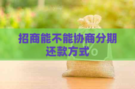 招商能不能协商分期还款方式