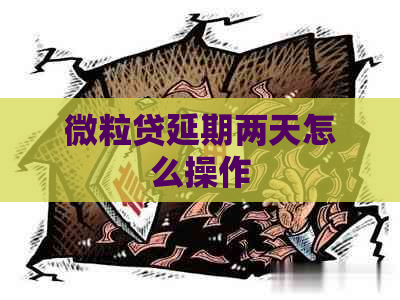 微粒贷延期两天怎么操作