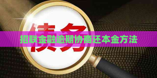 招联金融逾期协商还本金方法