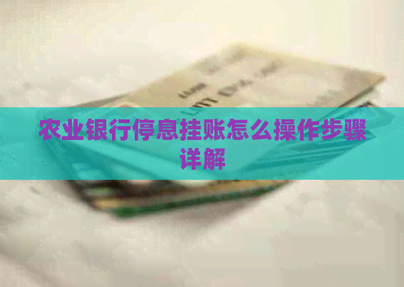 农业银行停息挂账怎么操作步骤详解