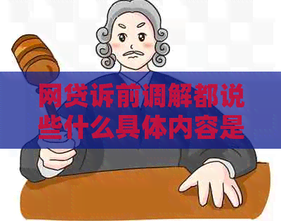 网贷诉前调解都说些什么具体内容是什么