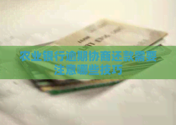 农业银行逾期协商还款需要注意哪些技巧