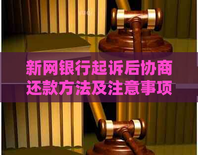 新网银行起诉后协商还款方法及注意事项