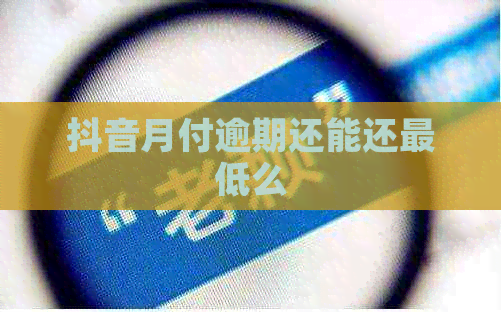 抖音月付逾期还能还更低么