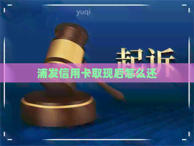 浦发信用卡取现后怎么还