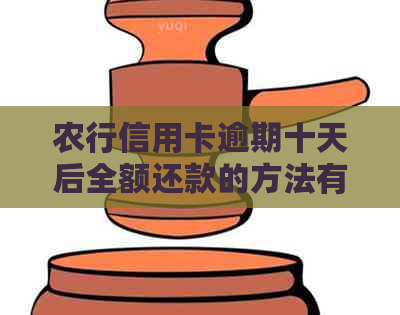 农行信用卡逾期十天后全额还款的方法有哪些