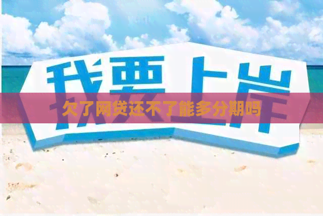欠了网贷还不了能多分期吗