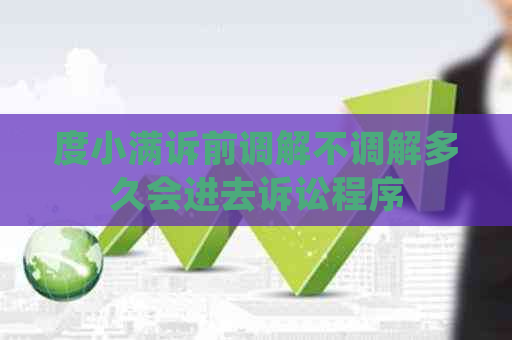 度小满诉前调解不调解多久会进去诉讼程序