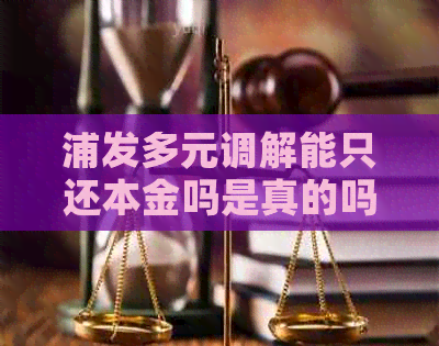 浦发多元调解能只还本金吗是真的吗