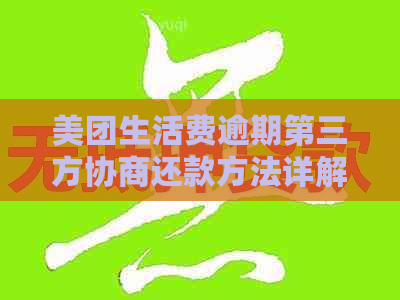 美团生活费逾期第三方协商还款方法详解