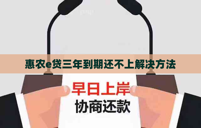 惠农e贷三年到期还不上解决方法