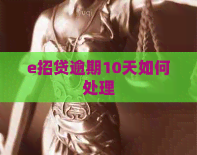 e招贷逾期10天如何处理