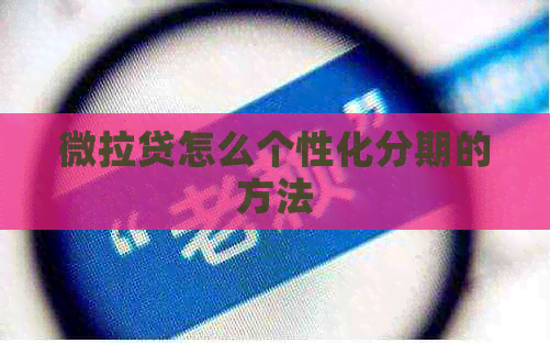 微拉贷怎么个性化分期的方法