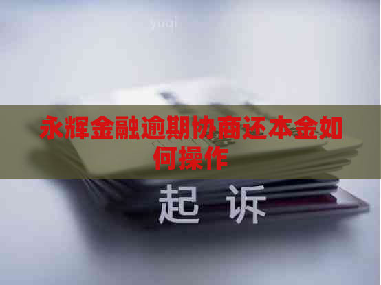 永辉金融逾期协商还本金如何操作