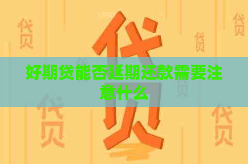 好期贷能否延期还款需要注意什么