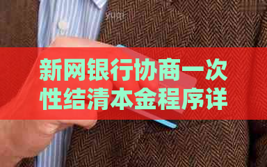 新网银行协商一次性结清本金程序详解